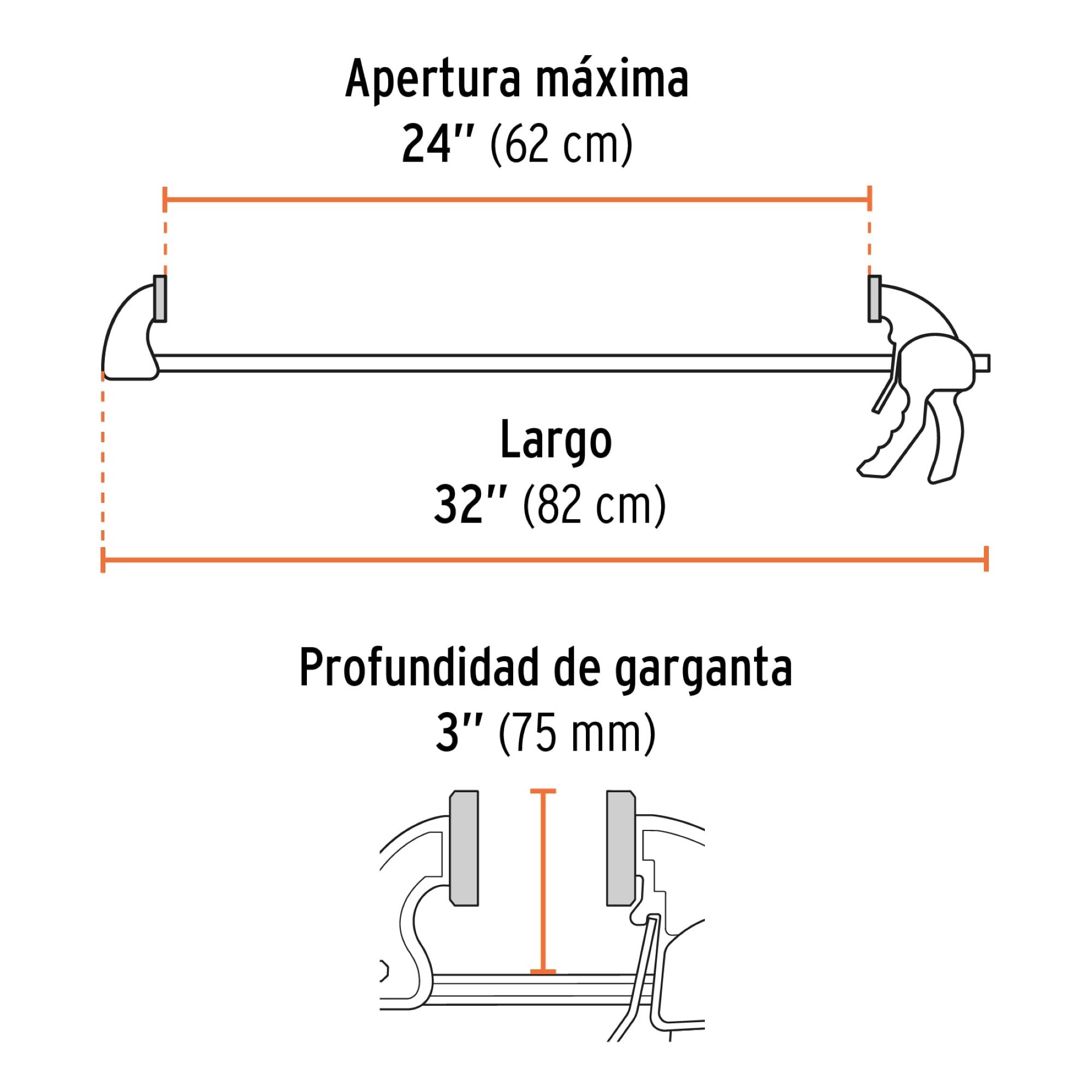 Prensa Rápida Para Carpintería De 24" Uso Rudo Cuerpo Nylon - Imagen 3